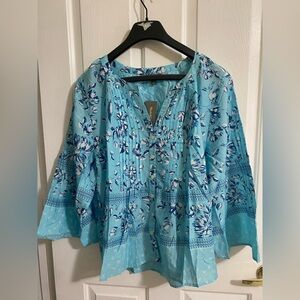 STYLE AND COMPANY…Floral Blue Women's Top